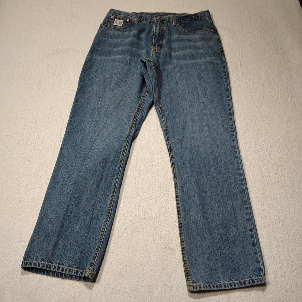 Cinch Jeans Mens 38x34 White Label Medium Wash Relaxed Fit Whiskered Cotton